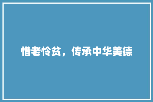 惜老怜贫，传承中华美德