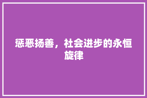 惩恶扬善，社会进步的永恒旋律