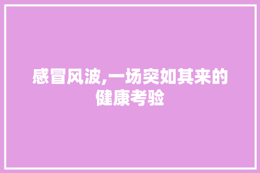 感冒风波,一场突如其来的健康考验