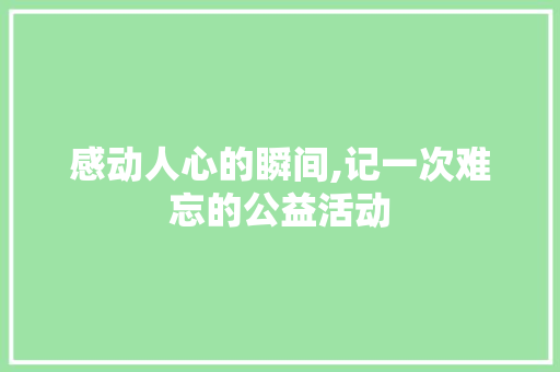 感动人心的瞬间,记一次难忘的公益活动