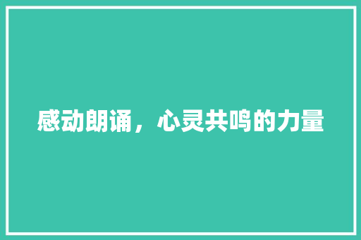 感动朗诵，心灵共鸣的力量