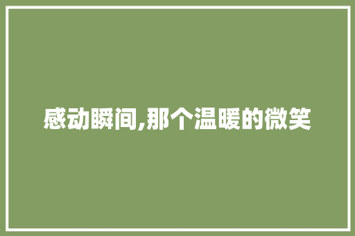 感动瞬间,那个温暖的微笑