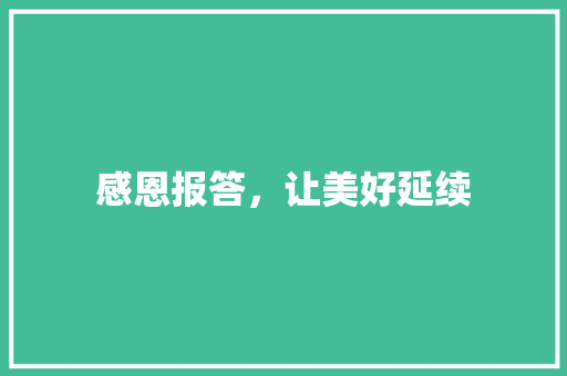 感恩报答，让美好延续