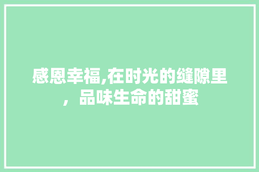 感恩幸福,在时光的缝隙里，品味生命的甜蜜