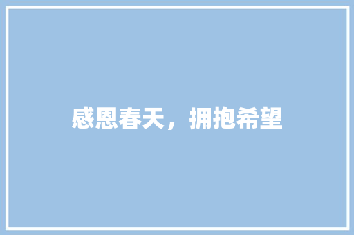 感恩春天，拥抱希望