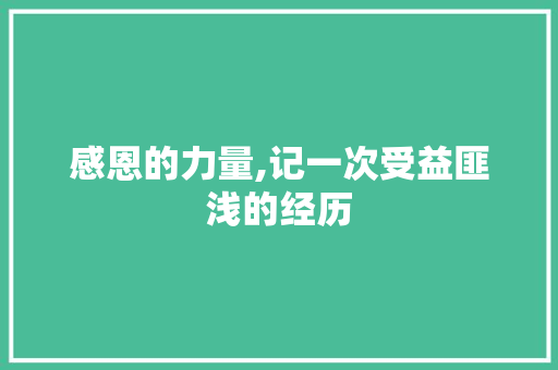 感恩的力量,记一次受益匪浅的经历