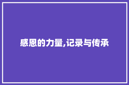 感恩的力量,记录与传承