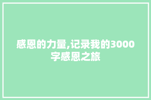 感恩的力量,记录我的3000字感恩之旅