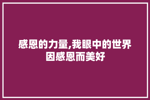 感恩的力量,我眼中的世界因感恩而美好