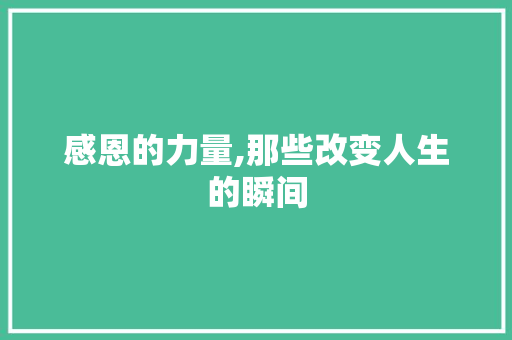 感恩的力量,那些改变人生的瞬间