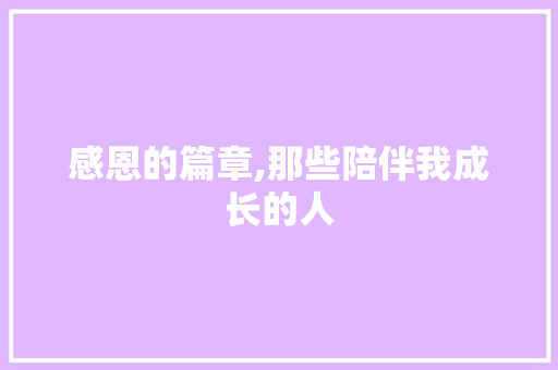 感恩的篇章,那些陪伴我成长的人