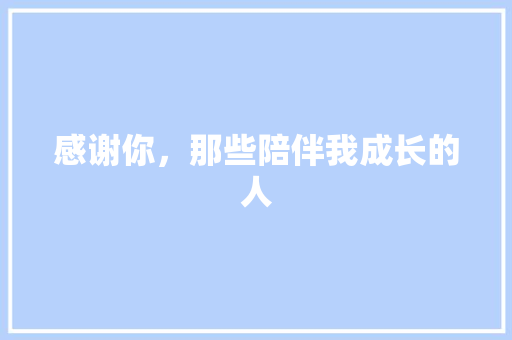 感谢你，那些陪伴我成长的人