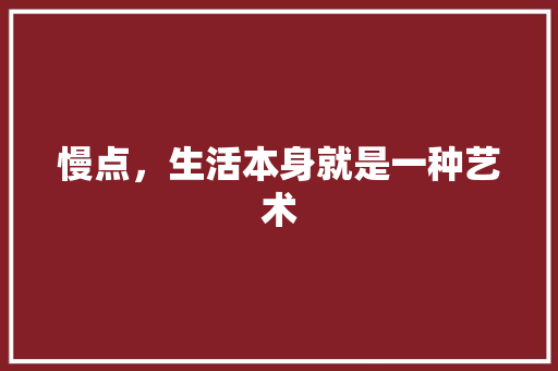 慢点，生活本身就是一种艺术