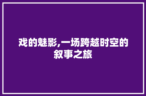 戏的魅影,一场跨越时空的叙事之旅