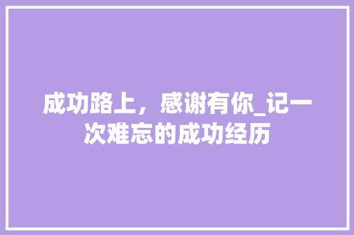 成功路上，感谢有你_记一次难忘的成功经历