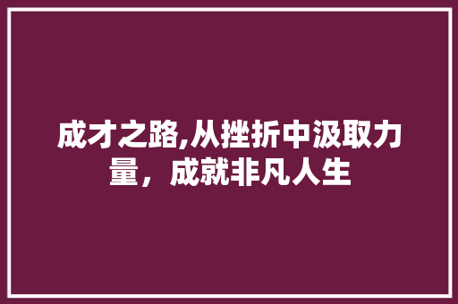 成才之路,从挫折中汲取力量，成就非凡人生