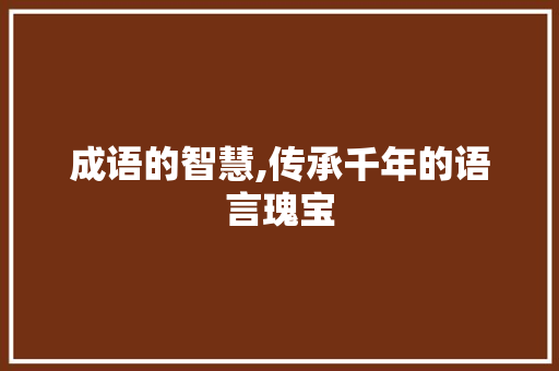 成语的智慧,传承千年的语言瑰宝