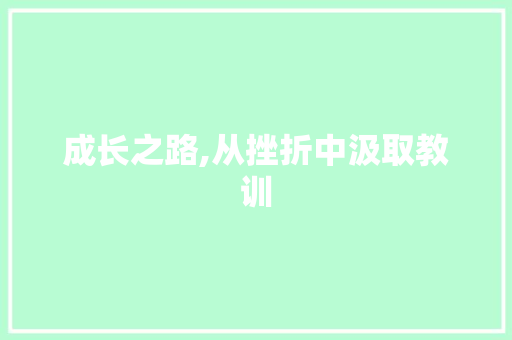 成长之路,从挫折中汲取教训