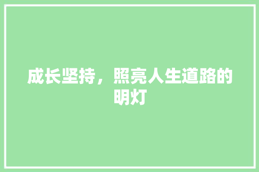 成长坚持，照亮人生道路的明灯