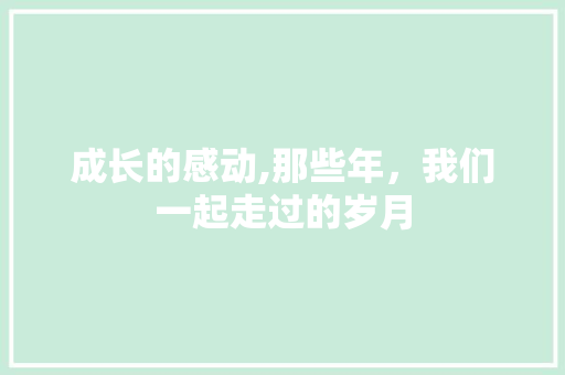 成长的感动,那些年，我们一起走过的岁月