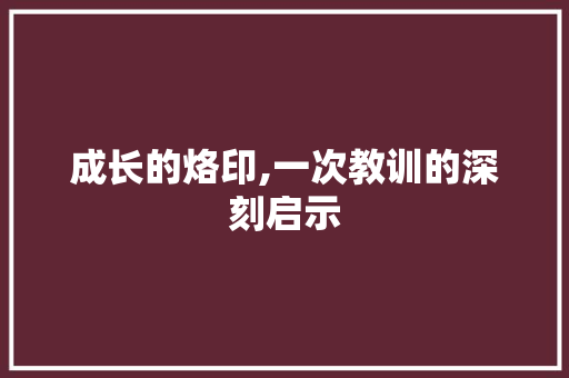 成长的烙印,一次教训的深刻启示