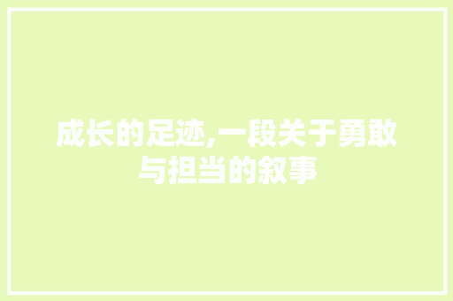 成长的足迹,一段关于勇敢与担当的叙事