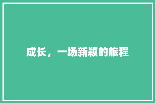 成长，一场新颖的旅程