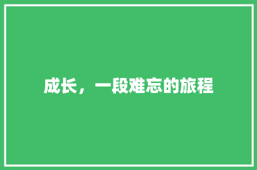 成长，一段难忘的旅程