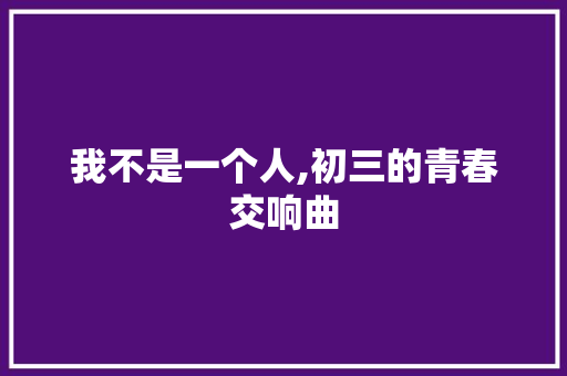 我不是一个人,初三的青春交响曲