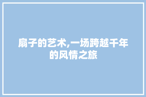 扇子的艺术,一场跨越千年的风情之旅