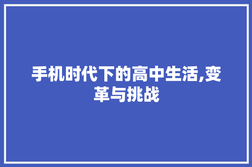 手机时代下的高中生活,变革与挑战