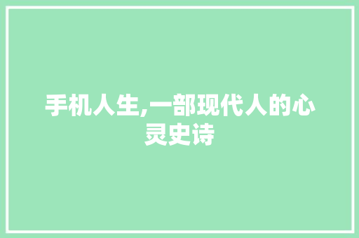 手机人生,一部现代人的心灵史诗