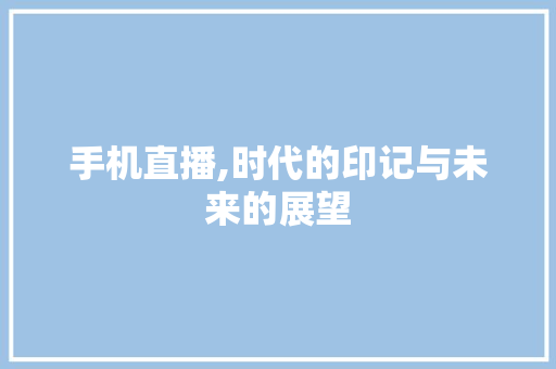 手机直播,时代的印记与未来的展望