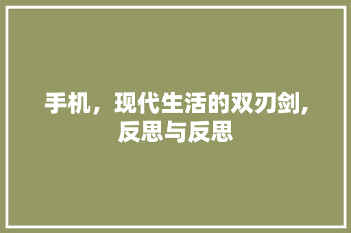 手机，现代生活的双刃剑,反思与反思