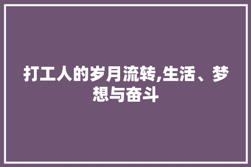 打工人的岁月流转,生活、梦想与奋斗