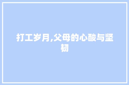 打工岁月,父母的心酸与坚韧