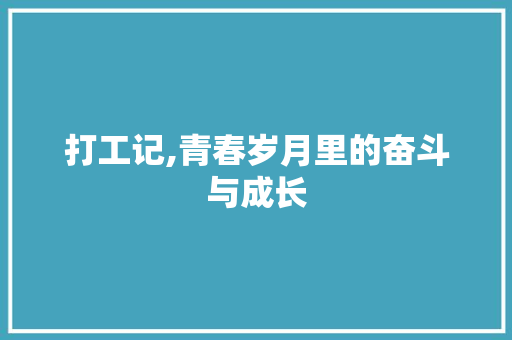 打工记,青春岁月里的奋斗与成长