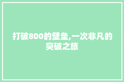 打破800的壁垒,一次非凡的突破之旅