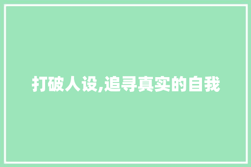 打破人设,追寻真实的自我