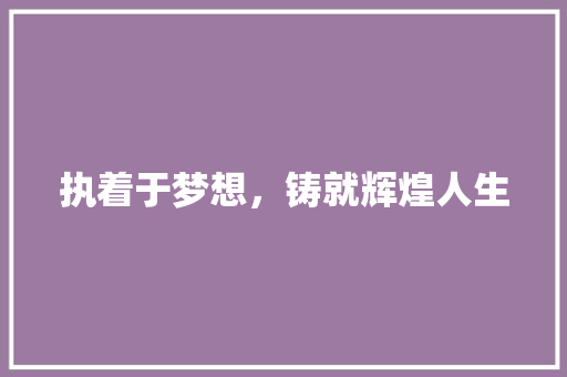 执着于梦想，铸就辉煌人生