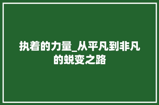 执着的力量_从平凡到非凡的蜕变之路