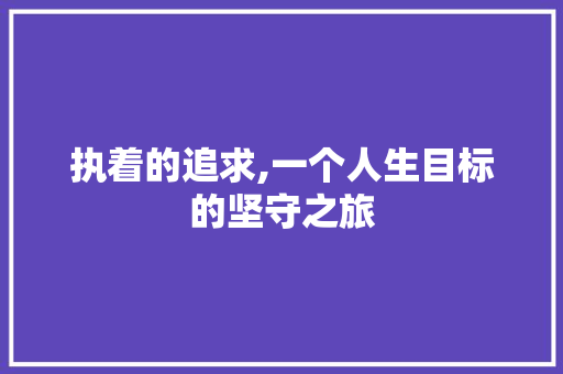 执着的追求,一个人生目标的坚守之旅