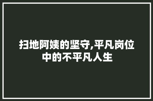 扫地阿姨的坚守,平凡岗位中的不平凡人生