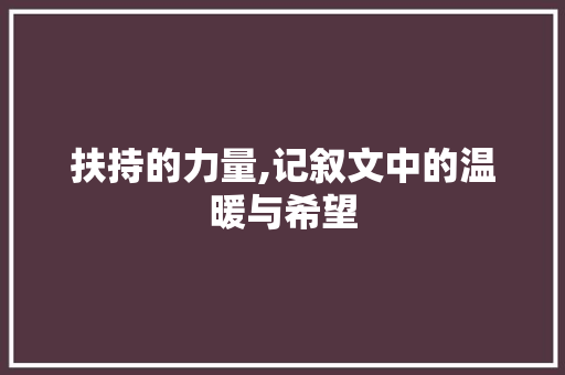 扶持的力量,记叙文中的温暖与希望