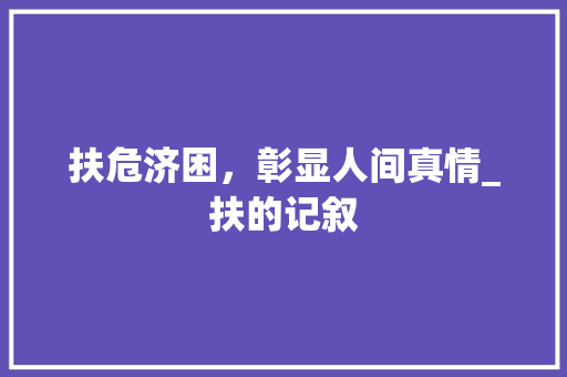 扶危济困，彰显人间真情_扶的记叙