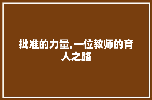 批准的力量,一位教师的育人之路