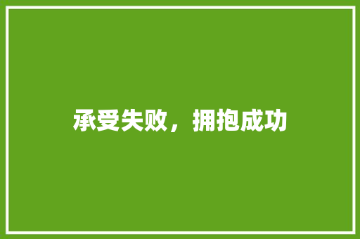 承受失败，拥抱成功