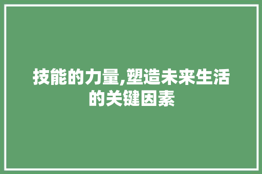 技能的力量,塑造未来生活的关键因素