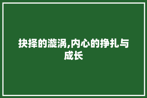 抉择的漩涡,内心的挣扎与成长