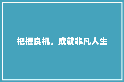 把握良机，成就非凡人生